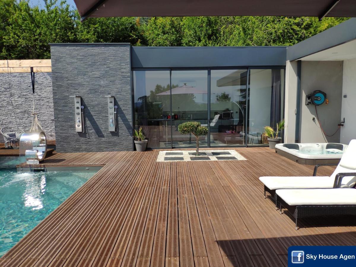 Sky House Agen Logement détente avec Spa Jacuzzi Sauna Hammam Extérieur photo