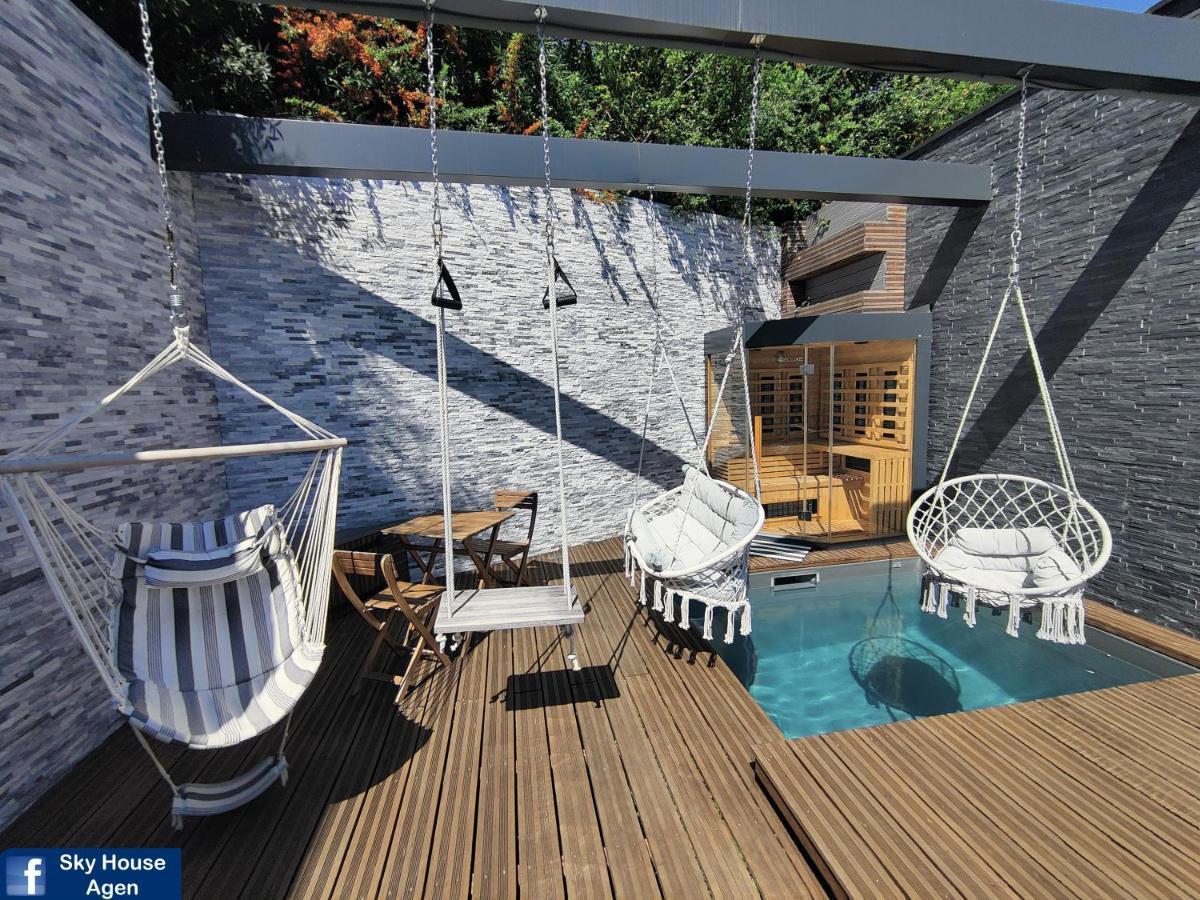 Sky House Agen Logement détente avec Spa Jacuzzi Sauna Hammam Extérieur photo