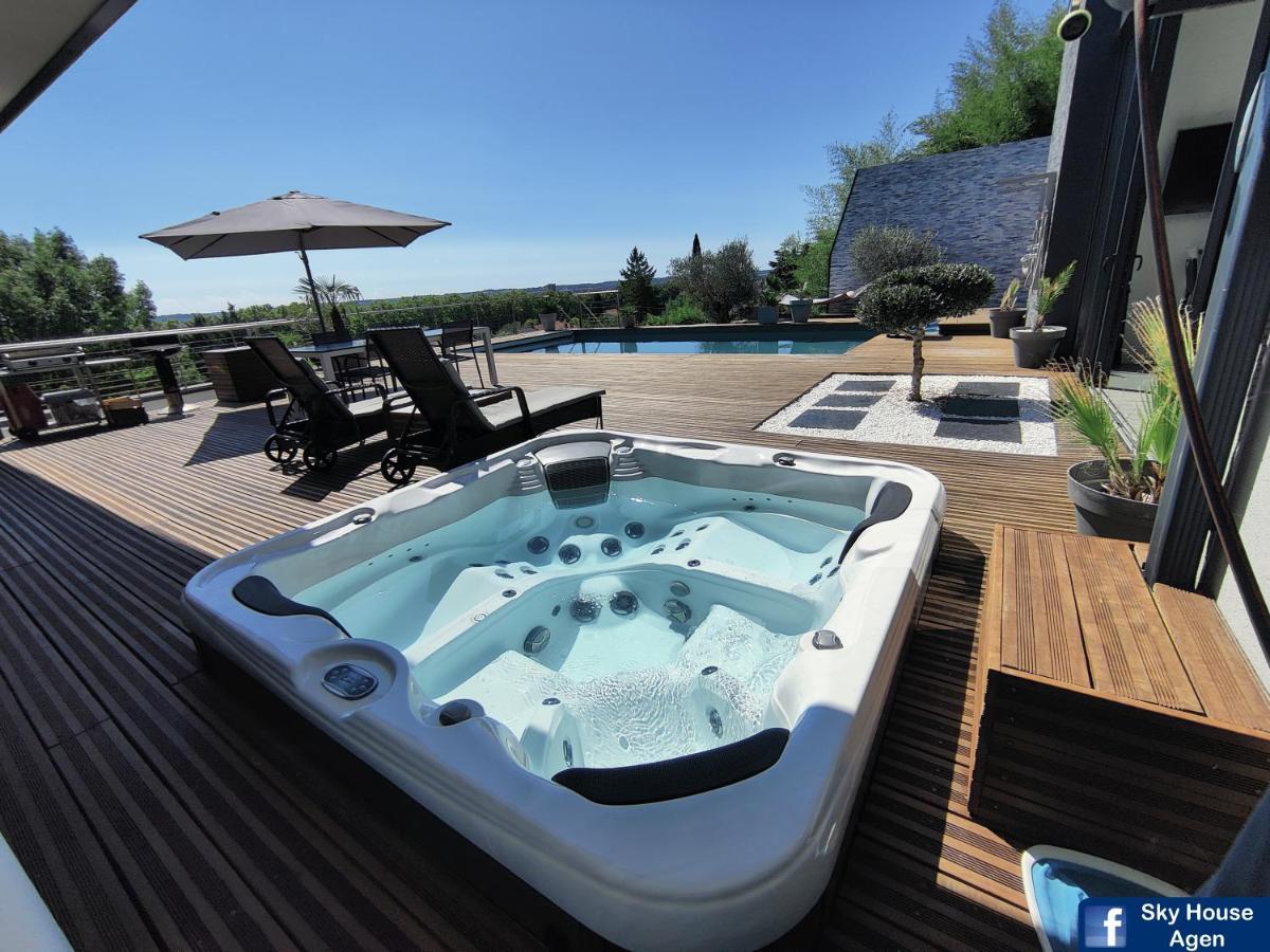 Sky House Agen Logement détente avec Spa Jacuzzi Sauna Hammam Extérieur photo
